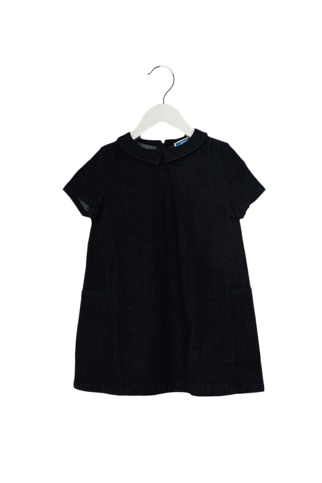 A Navy Short Sleeve Dresses from Jacadi in size 4T for girl. (Front View)