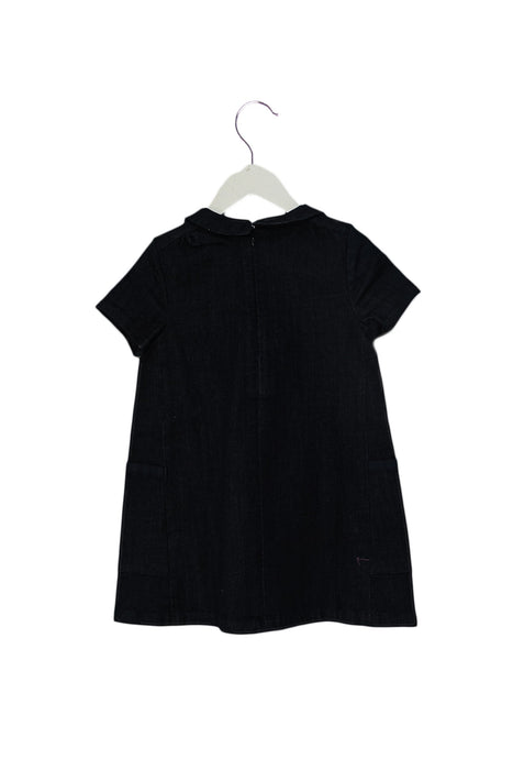 A Navy Short Sleeve Dresses from Jacadi in size 4T for girl. (Back View)