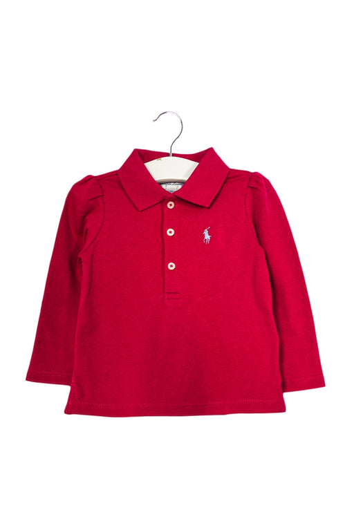A Pink Long Sleeve Polos from Ralph Lauren in size 6-12M for girl. (Front View)
