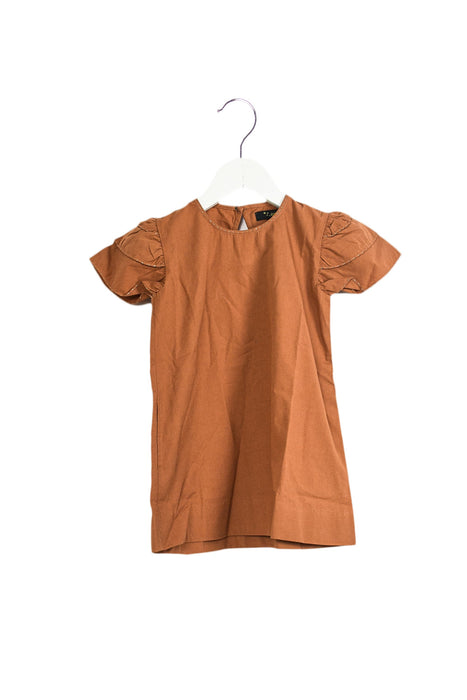 A Brown Short Sleeve Dresses from Velveteen in size 2T for girl. (Front View)