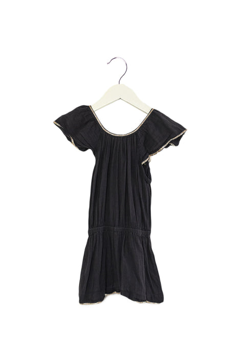 A Navy Sleeveless Rompers from Velveteen in size 3T for girl. (Back View)