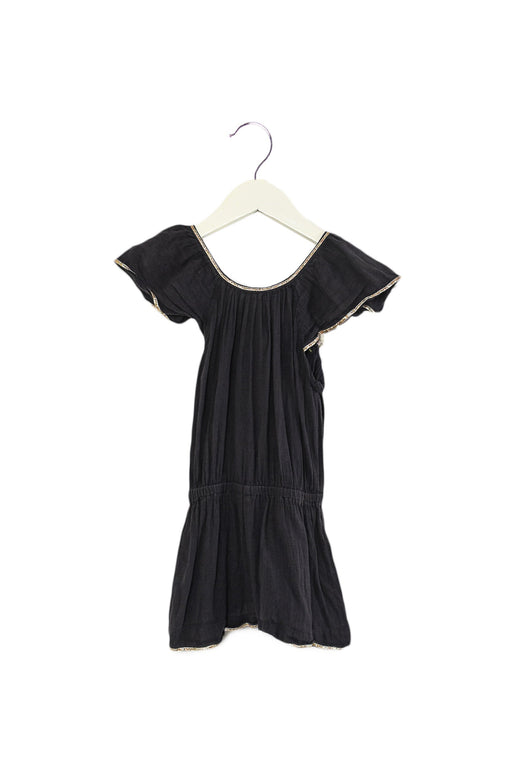 A Navy Sleeveless Rompers from Velveteen in size 3T for girl. (Front View)