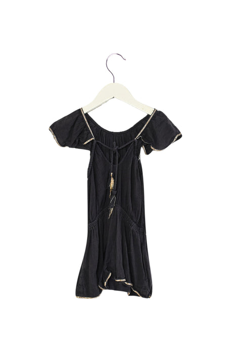 A Navy Sleeveless Rompers from Velveteen in size 3T for girl. (Back View)