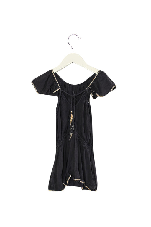 A Navy Sleeveless Rompers from Velveteen in size 3T for girl. (Front View)