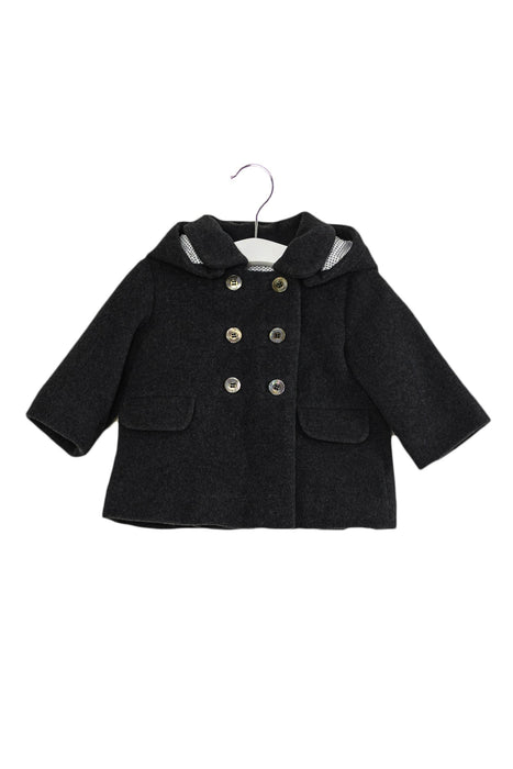 A Grey Coats from Jacadi in size 3-6M for girl. (Front View)