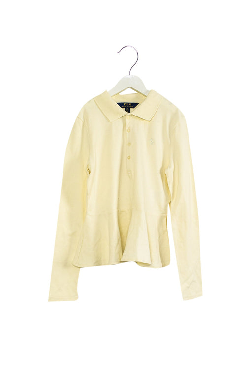 A Ivory Long Sleeve Polos from Polo Ralph Lauren in size 12Y for girl. (Front View)