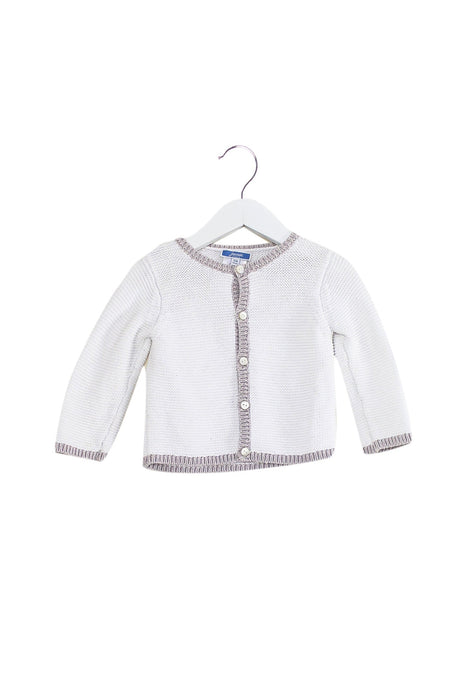 A White Cardigans from Jacadi in size 6-12M for girl. (Front View)