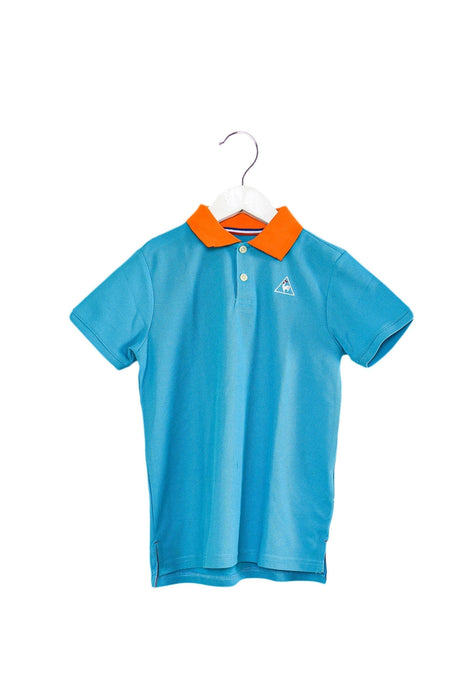 A Blue Short Sleeve Polos from Le Coq Sportif in size 10Y for boy. (Front View)