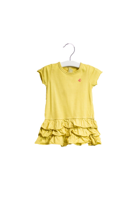 A Yellow Short Sleeve Dresses from Petit Bateau in size 6-12M for girl. (Front View)