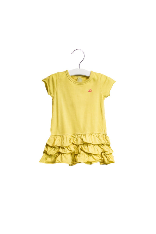 A Yellow Short Sleeve Dresses from Petit Bateau in size 6-12M for girl. (Front View)