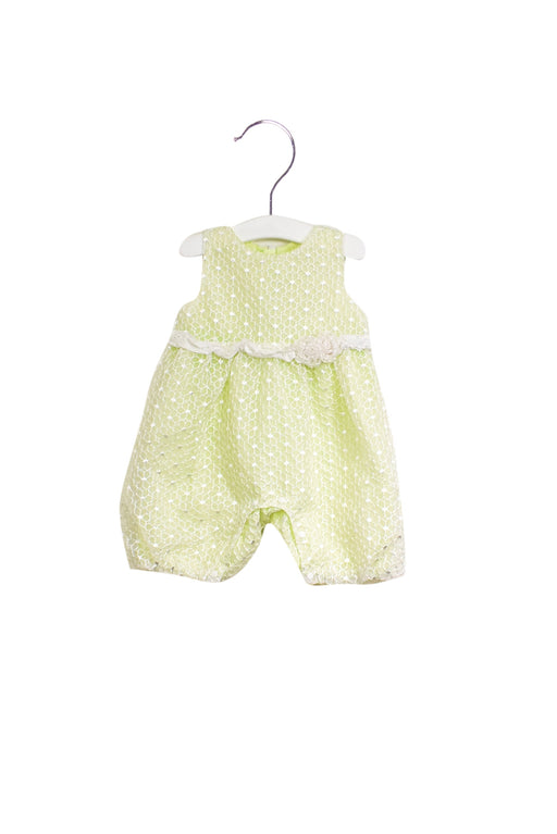 A Green Sleeveless Rompers from Chickeeduck in size 12-18M for girl. (Front View)