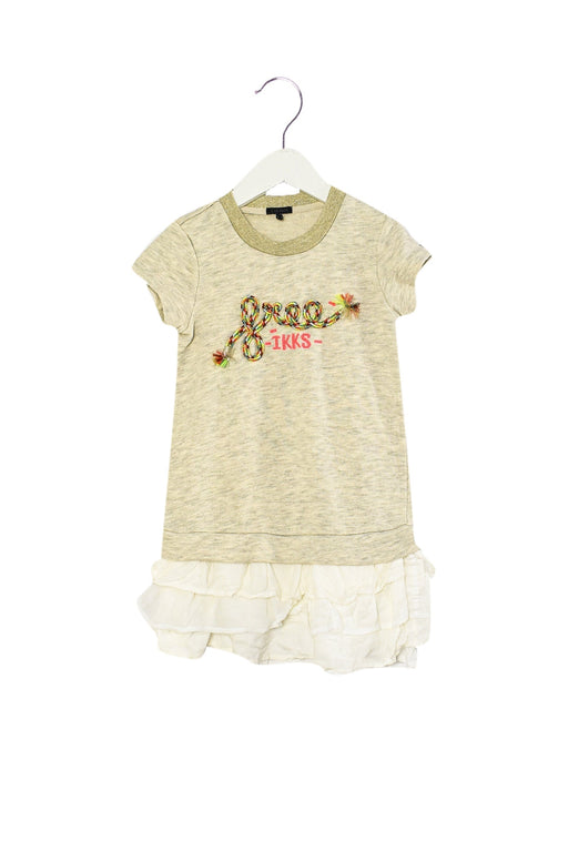 A Ivory Short Sleeve Dresses from IKKS in size 5T for girl. (Front View)