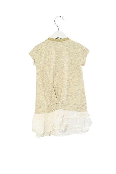 A Ivory Short Sleeve Dresses from IKKS in size 5T for girl. (Back View)