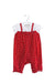 A Red Short Sleeve Jumpsuits from Miki House in size 3-6M for girl. (Back View)