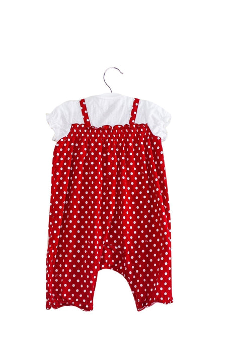 A Red Short Sleeve Jumpsuits from Miki House in size 3-6M for girl. (Front View)