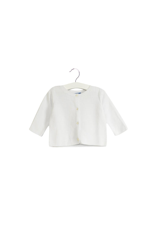 A White Cardigans from Jacadi in size 3-6M for girl. (Front View)