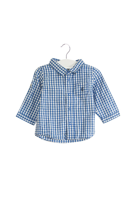 A Blue Shirts from Petit Bateau in size 3-6M for boy. (Front View)
