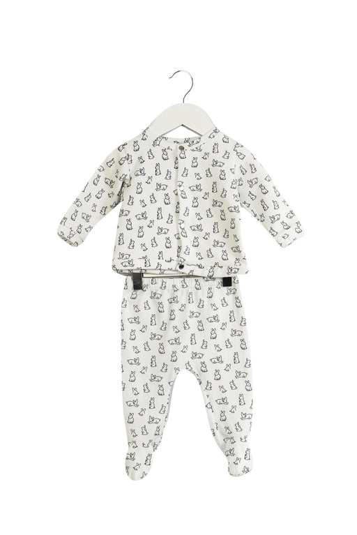 A White Pants Sets from Jacadi in size 3-6M for boy. (Front View)