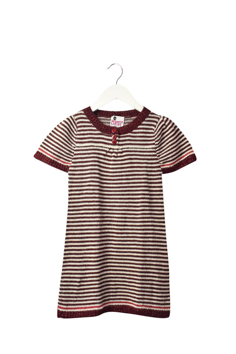 A Burgundy Sweater Dresses from Le Petit Lucas du Tertre in size 6T for girl. (Back View)