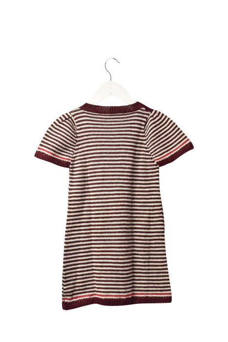 A Burgundy Sweater Dresses from Le Petit Lucas du Tertre in size 6T for girl. (Front View)