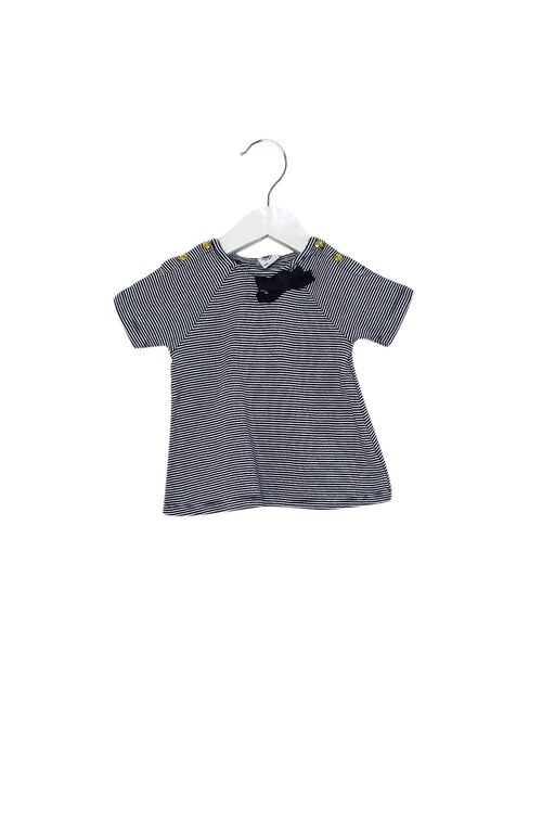 A Navy Short Sleeve T Shirts from Petit Bateau in size 12-18M for girl. (Front View)
