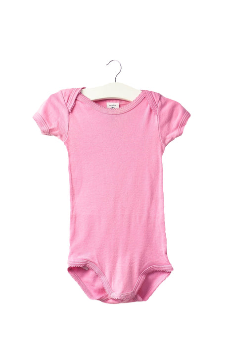 A Pink Short Sleeve Bodysuits from Petit Bateau in size 3-6M for girl. (Front View)