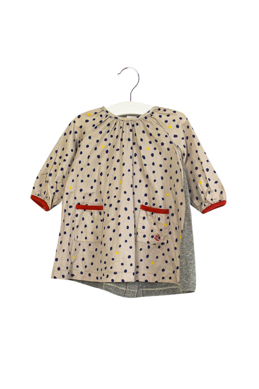 A Pink Long Sleeve Dresses from Petit Bateau in size 3-6M for girl. (Front View)