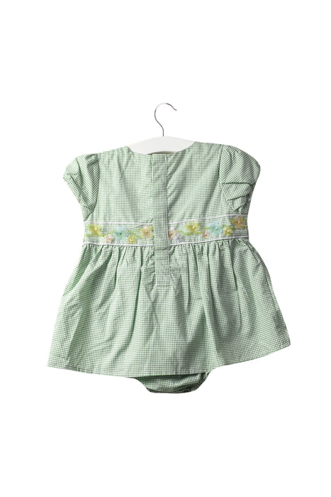 A Green Short Sleeve Dresses from Chickeeduck in size 12-18M for girl. (Back View)