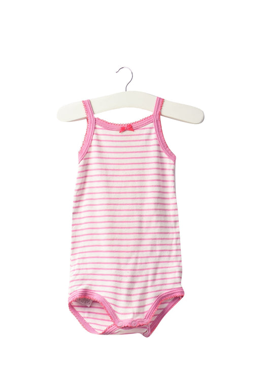 A Pink Long Sleeve Bodysuits from Petit Bateau in size 3-6M for girl. (Front View)