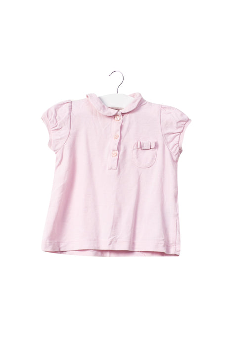 A Pink Short Sleeve Tops from Jacadi in size 6-12M for girl. (Front View)