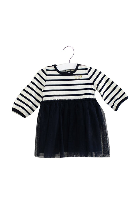 A Navy Long Sleeve Dresses from Petit Bateau in size 3-6M for girl. (Front View)