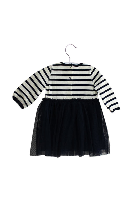A Navy Long Sleeve Dresses from Petit Bateau in size 3-6M for girl. (Back View)