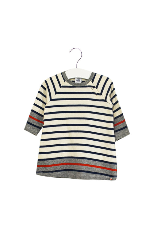 A Navy Sweater Dresses from Petit Bateau in size 3-6M for girl. (Front View)