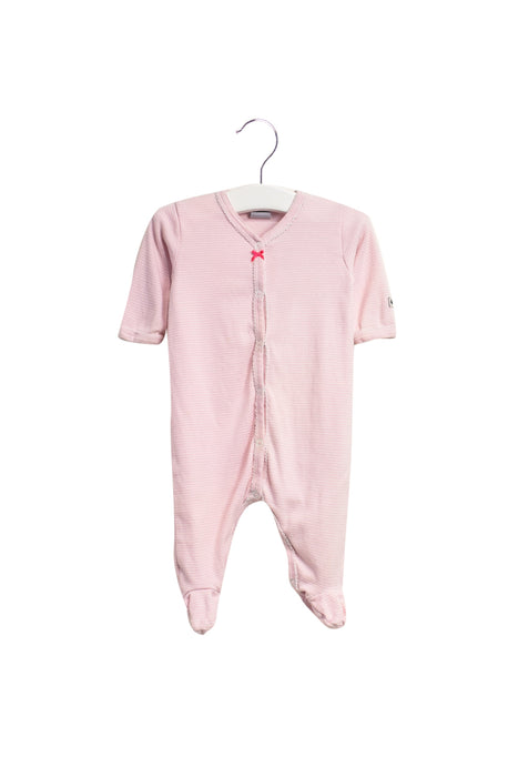 A Pink Long Sleeve Jumpsuits from Petit Bateau in size 0-3M for girl. (Front View)