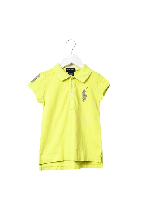 A Yellow Short Sleeve Polos from Ralph Lauren in size 4T for girl. (Front View)