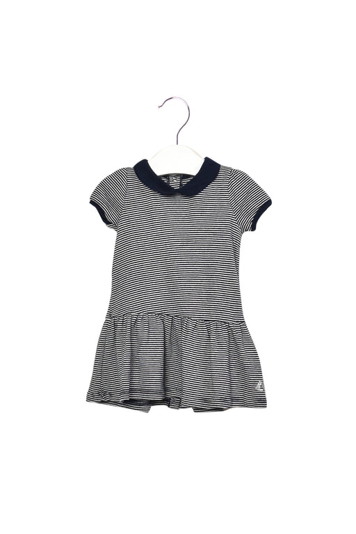A Navy Short Sleeve Dresses from Petit Bateau in size 3-6M for girl. (Front View)