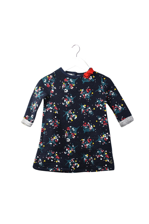 A Navy Sweater Dresses from Petit Bateau in size 6-12M for girl. (Front View)