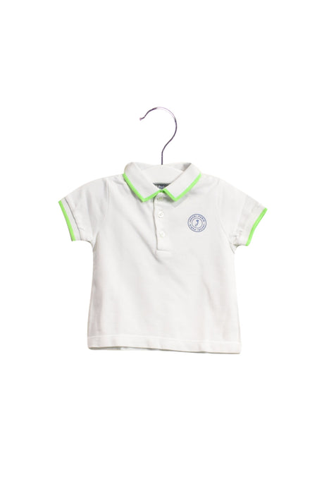 A White Short Sleeve Polos from Jacadi in size 3-6M for boy. (Front View)