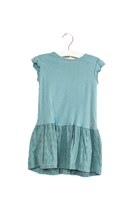 A Teal Short Sleeve Dresses from Petit Bateau in size 2T for girl. (Front View)