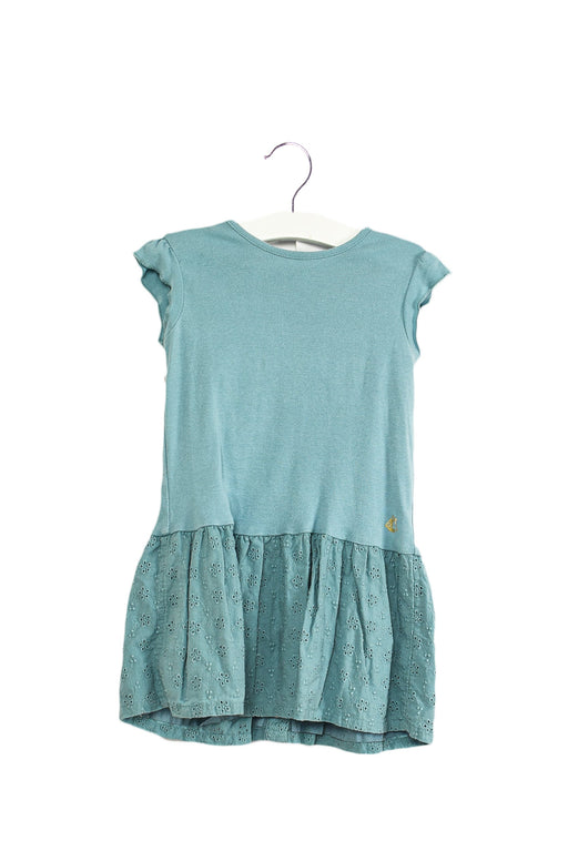 A Teal Short Sleeve Dresses from Petit Bateau in size 2T for girl. (Front View)