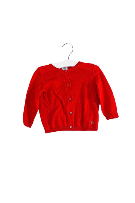 A Red Cardigans from Petit Bateau in size 6-12M for girl. (Front View)
