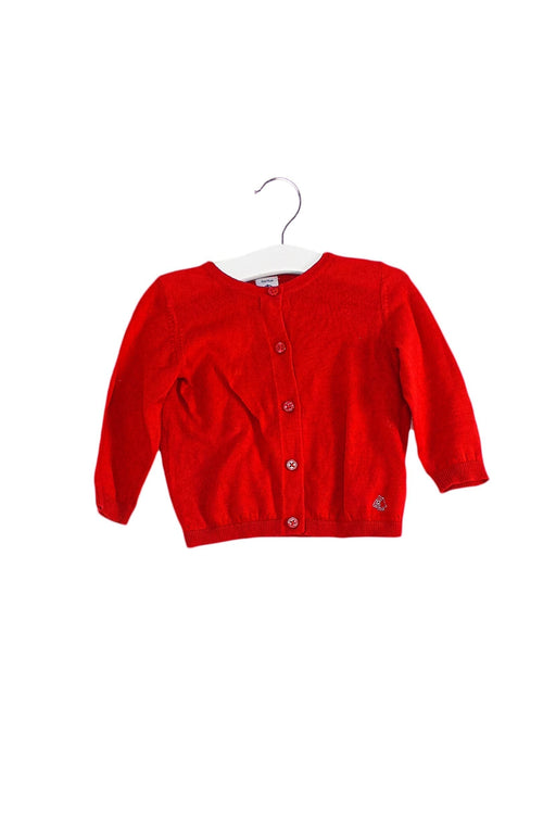 A Red Cardigans from Petit Bateau in size 6-12M for girl. (Front View)