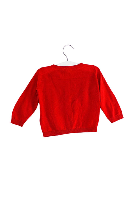 A Red Cardigans from Petit Bateau in size 6-12M for girl. (Back View)