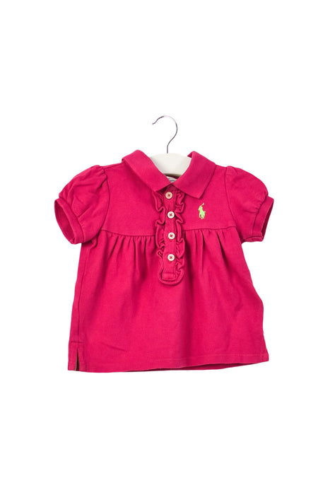 A Pink Short Sleeve Polos from Ralph Lauren in size 0-3M for girl. (Front View)