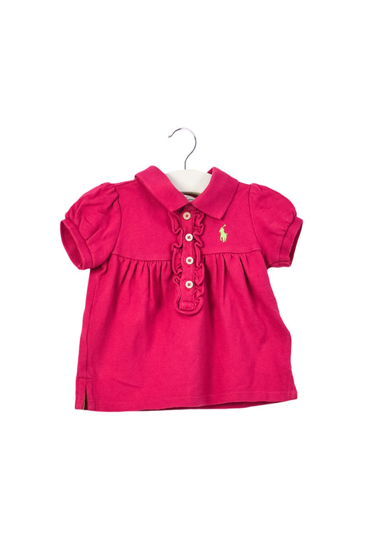 A Pink Short Sleeve Polos from Ralph Lauren in size 0-3M for girl. (Front View)
