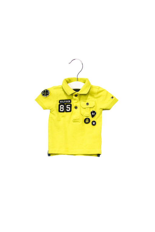 A Yellow Short Sleeve Polos from Tommy Hilfiger in size 3-6M for boy. (Front View)