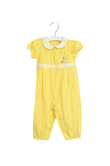 A Yellow Short Sleeve Jumpsuits from Chickeeduck in size 6-12M for girl. (Front View)