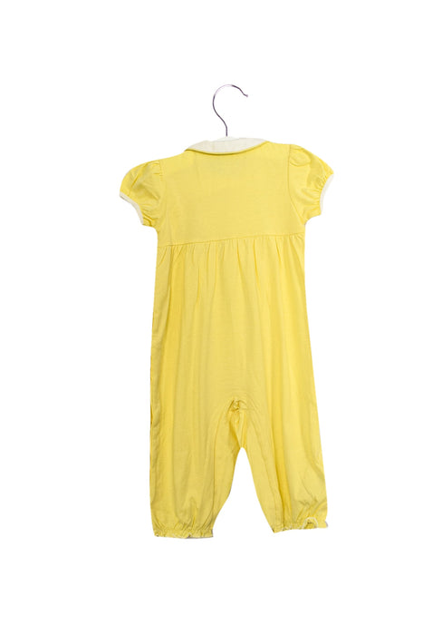 A Yellow Short Sleeve Jumpsuits from Chickeeduck in size 6-12M for girl. (Back View)