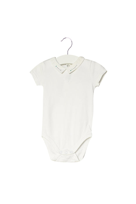 A White Short Sleeve Bodysuits from Jacadi in size 3-6M for boy. (Front View)
