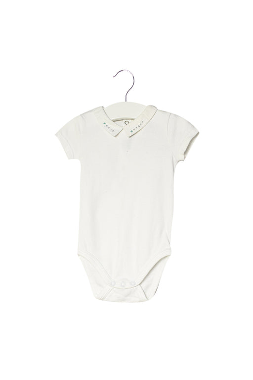 A White Short Sleeve Bodysuits from Jacadi in size 3-6M for boy. (Front View)
